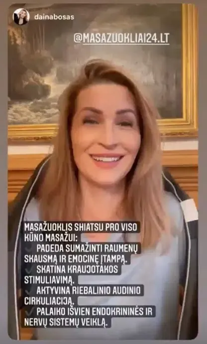 Instagram istorija apie masažuoklį